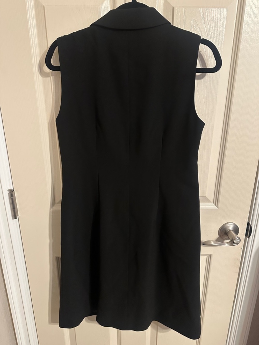 White House Black Market Button Front Sleeveless Tuxedo Dress, Black, Sz 10 - Picture 6 of 12